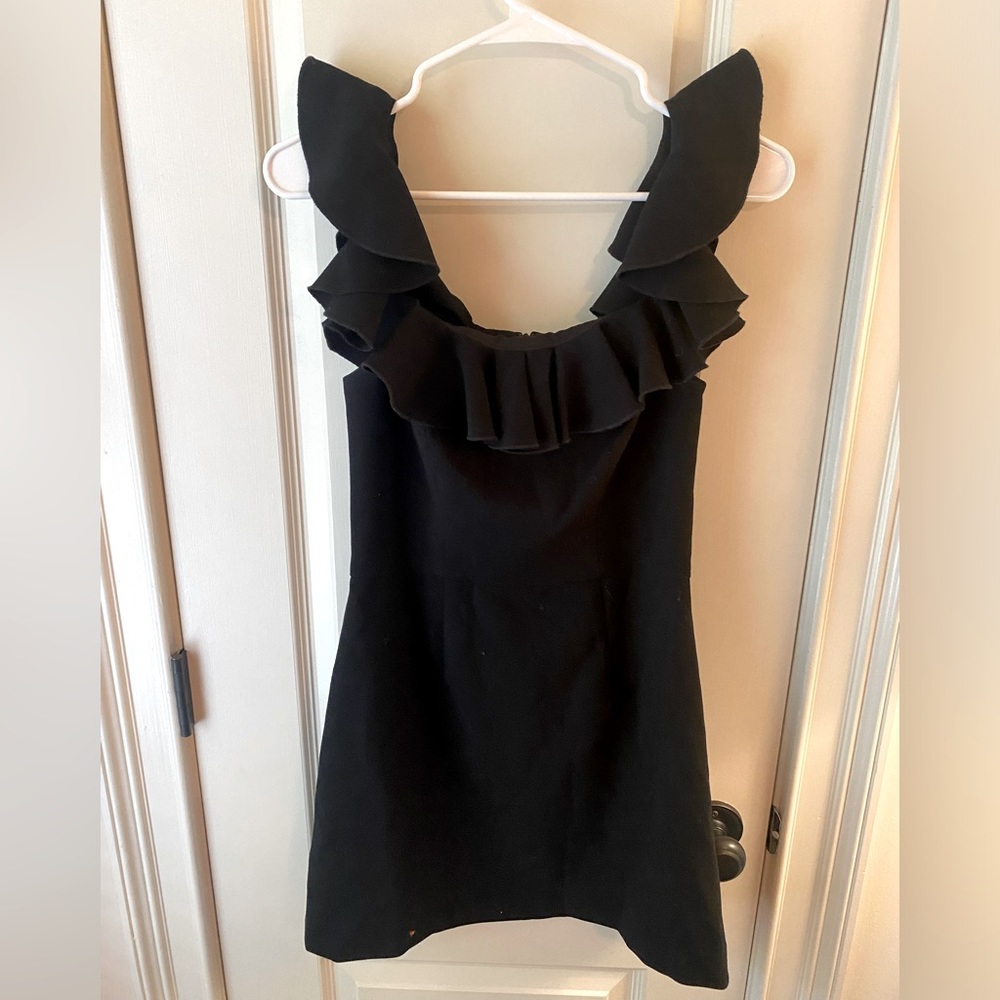 Black French Connection Ruffle Mini Dress